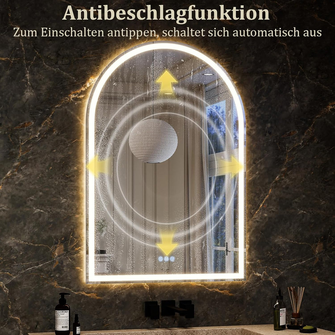 Koonmi LED Badspiegel 90 x 60 cm, dimmbar, Antibeschlag 90L x 60B cm, 90L x 60B cm