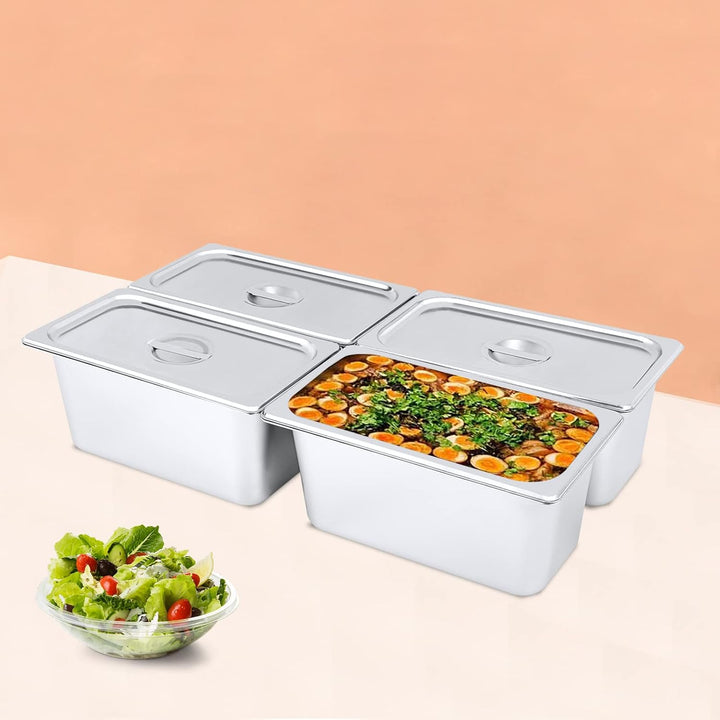 4*GN Edelstahlbehälter mit Deckel Rechteckiger Catering-Behälter 1/3 Grösse 6" Tief Edelstahlbehälte