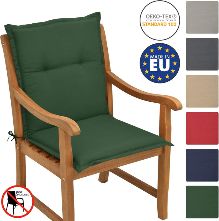 Beautissu 8er Set Niedriglehner Auflage Gartenstuhl Sitzkissen Rückenkissen Dunkelgrün 8 Auflagen, D