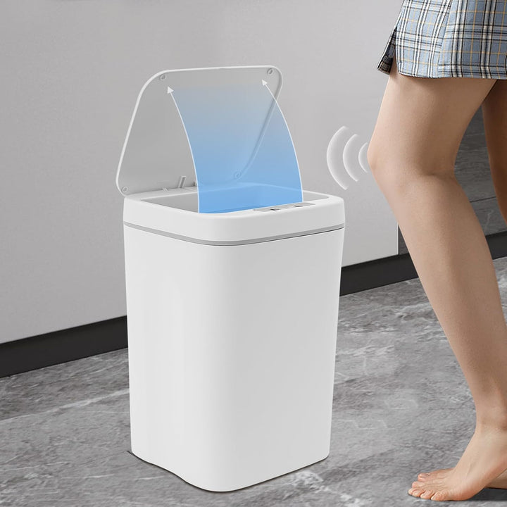 Mülleimer mit Sensor, Elektrischer Berührungsloser Mülleimer, 16L Abfalleimer, Eingebautes LED-Licht