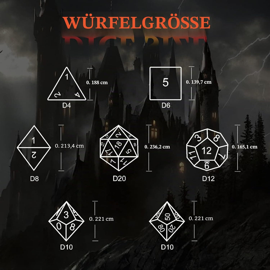 DND Würfel, Dungeons and Dragons Würfel Set HNCCESG Metall Spielwürfel Hohle 3D Drachen D&amp;D Würfel P