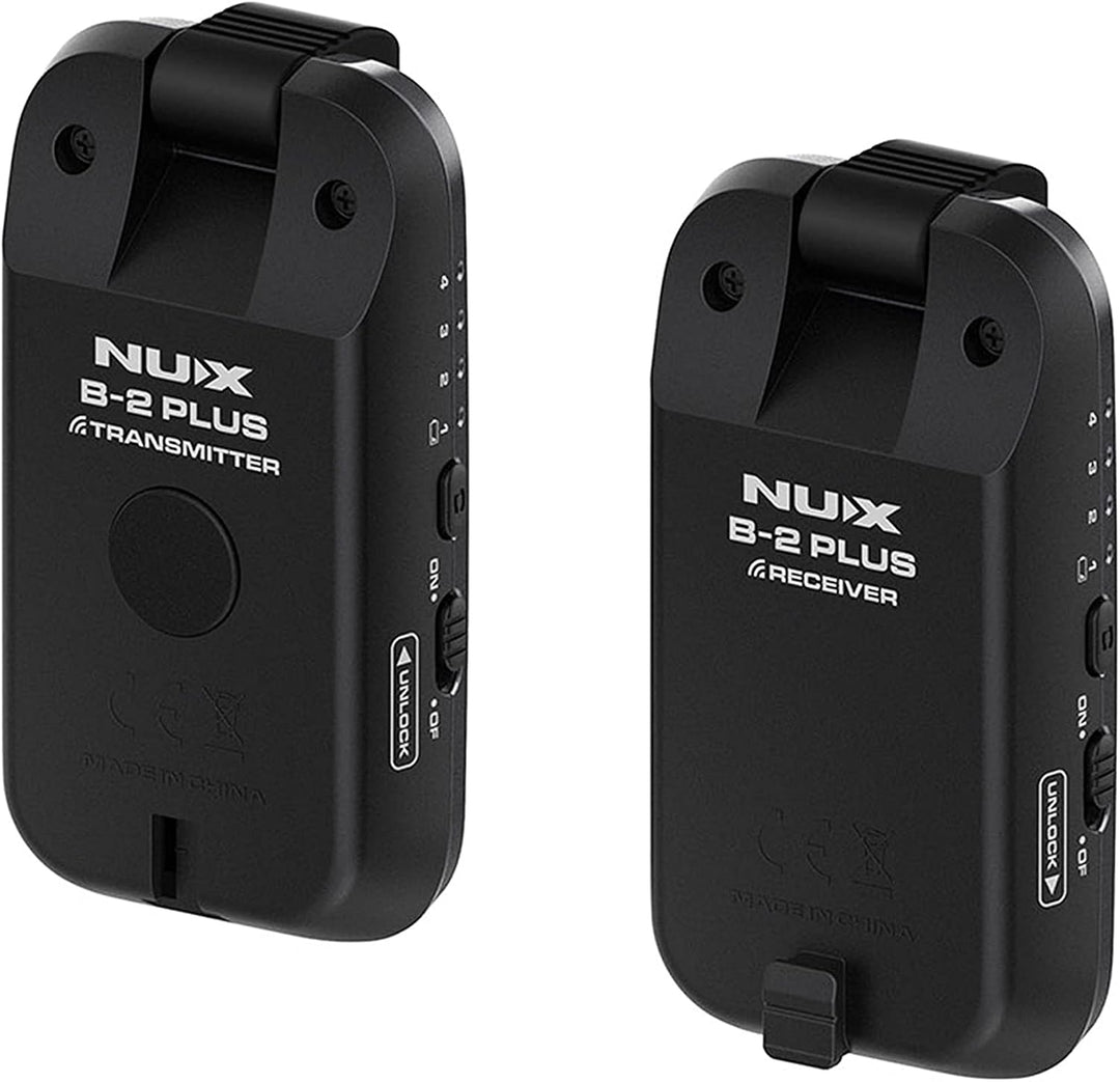 Nux B-2 Plus 2.4GHz Drahtlos-Gitarren-System, Wireless Adapter (Taschenformat, Akkulaufzeit max. 7 S