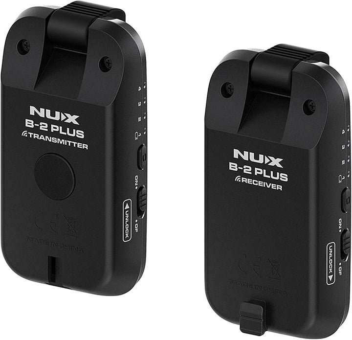 Nux B-2 Plus 2.4GHz Drahtlos-Gitarren-System, Wireless Adapter (Taschenformat, Akkulaufzeit max. 7 S