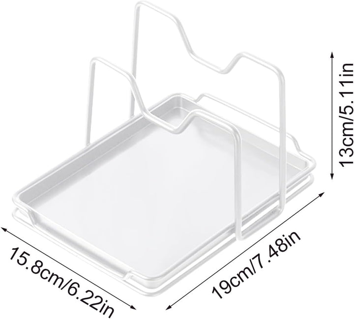 Pot Lid Organizer, Plates Rack Stand, 7.48x6.22x5.12 Inches Rustproof Shelf Holder, Space Saving Kit