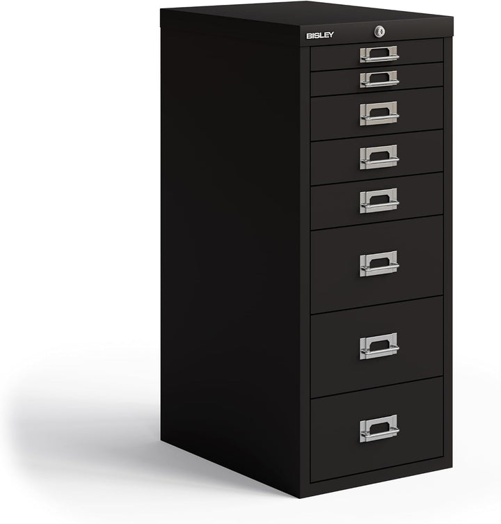 BISLEY MultiDrawer, LA298, DIN A4, 8 Schubladen (2 + 3 + 3 Schubladen), 633 schwarz, Metall, Schwarz