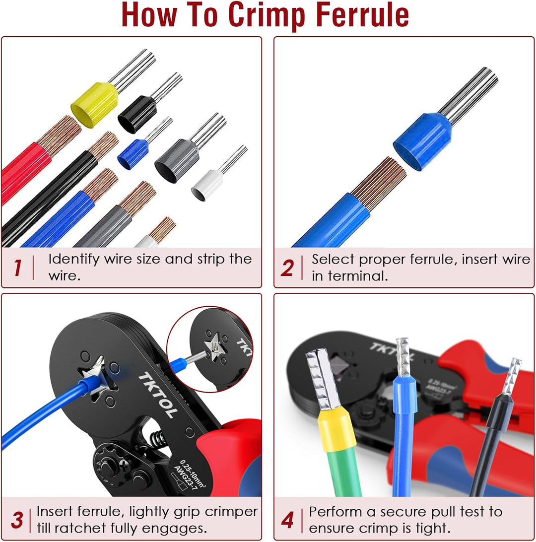 Crimpzange Aderendhülsen Set - TKTOL® Aderendhülsenzange mit 1200 Stück Aderendhülsen Tool Kit für 0