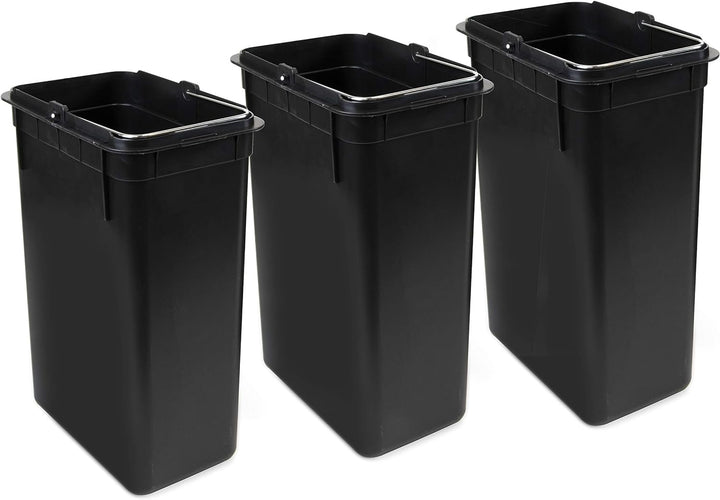 Emuca - Aussenbehälter mit 3 Fächern à 9 Liter, Treteimer, Abfallsammler, Edelstahl 9L 3 Fächern, 9L