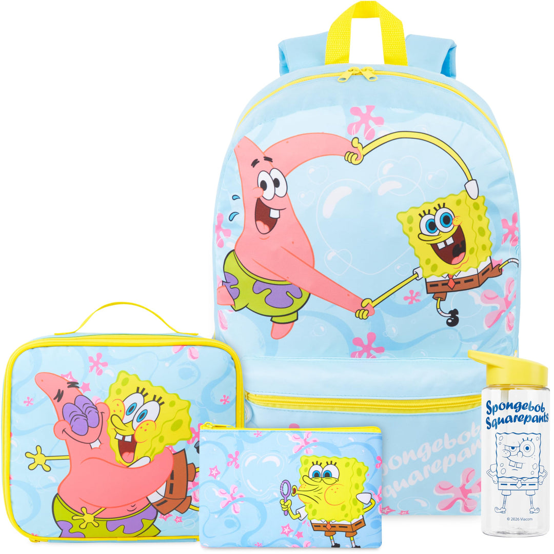 Get Trend Spongebob Schwammkopf Rucksack Kinder 4er Set Grosser Kinderrucksack 46cm mit Federmäppche