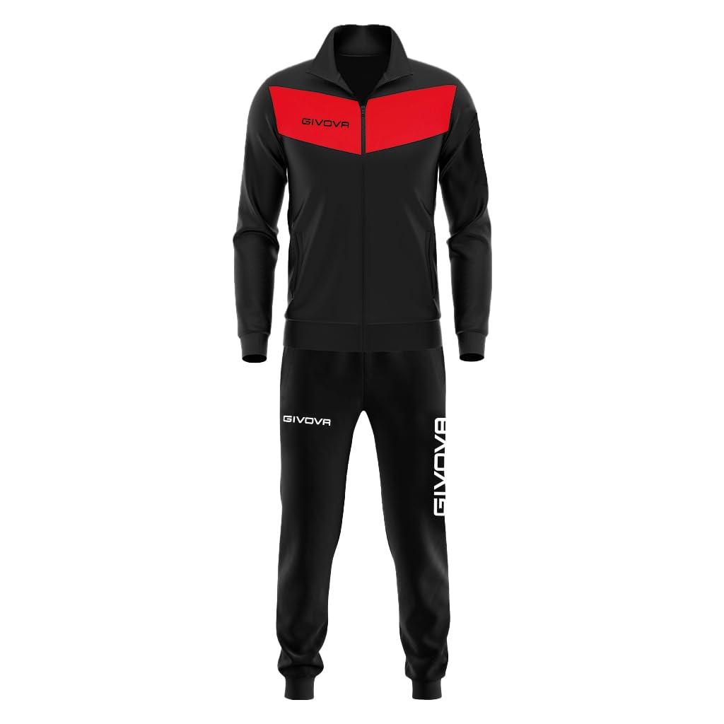 Givova Herren Anzug King Sportoutfit XXS schwarz / rot, XXS schwarz / rot