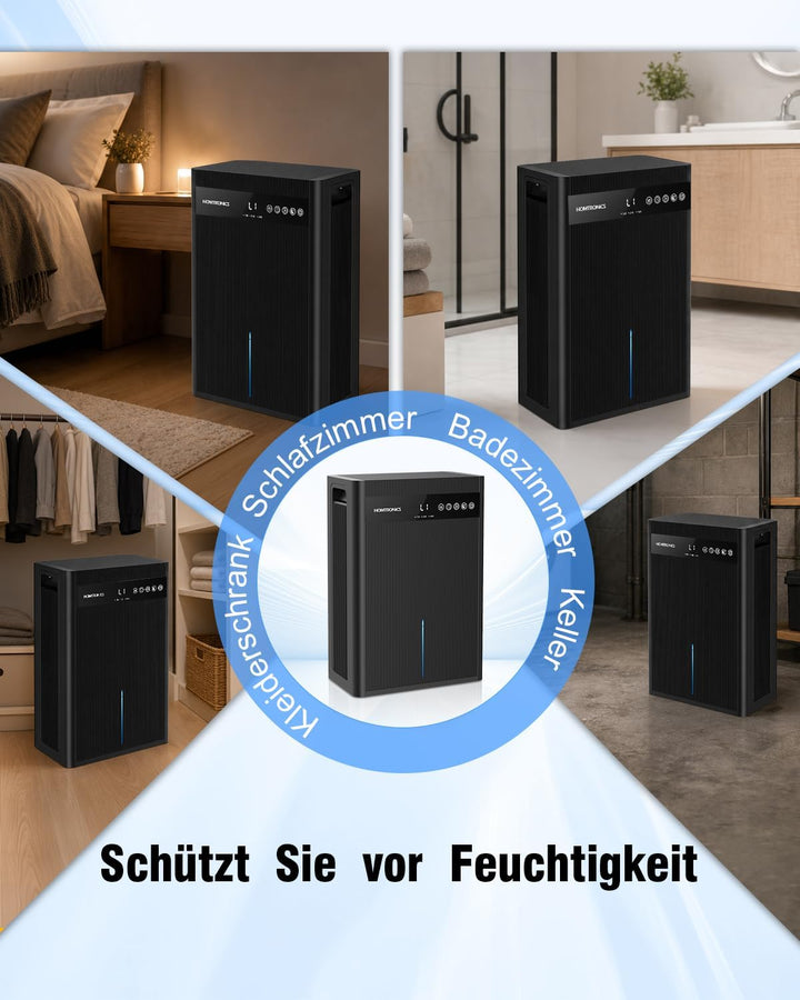 Luftentfeuchter Elektrisch 3000ML, 12-84 Stunden Timer Schwarz, Schwarz