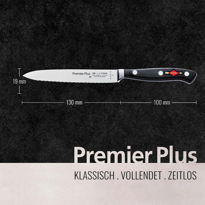 F. Dick Premier Plus Allzweckmesser Wellenschliff (Klingenlänge 13 cm, Kochmesser, Küchenmesser, Här