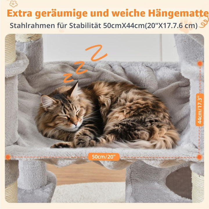 Taoqimiao 180CM Kratzbaum Gross, Katzenbaum Katzen Kratzbaum Grosse Katzen Stabil mit 2 Katzenhaus,