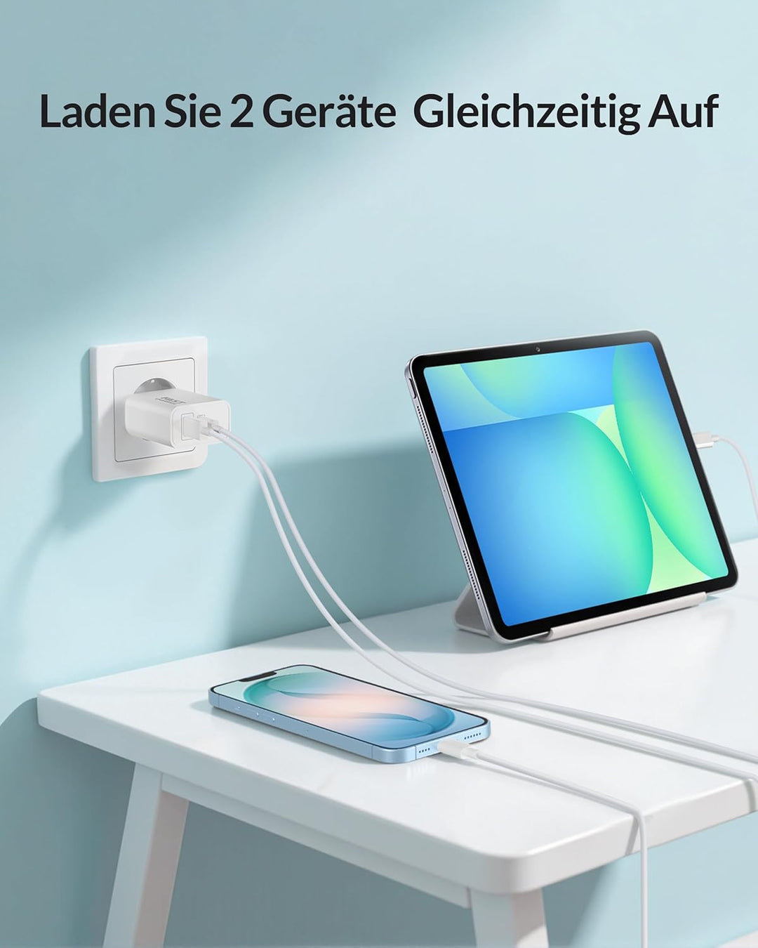 40W 2Port Schnellladegerät mit USB C Ladekabel 3M Lang für Samsung, 2Pack, 3M