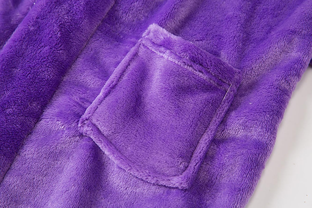 Bademantel für Mädchen, einfarbig, mit Kapuze, Flanell-Fleece-Bademantel für Jungen violett 2-3 Jahr
