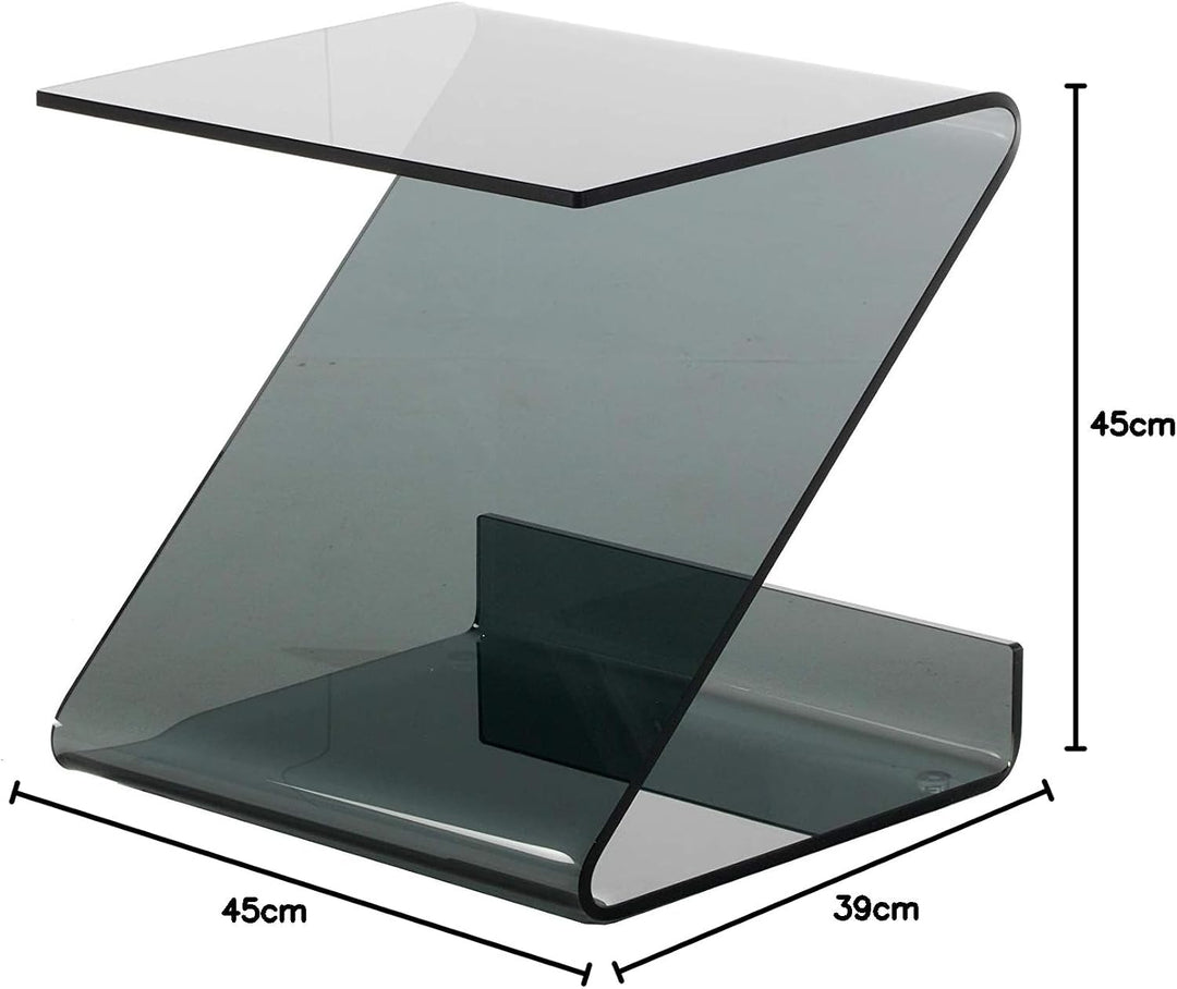 IMAGO FACTORY Roy | Couchtisch Servetto – Lampentisch aus Rauchglas, gewölbt, für Wohnzimmer, Coucht