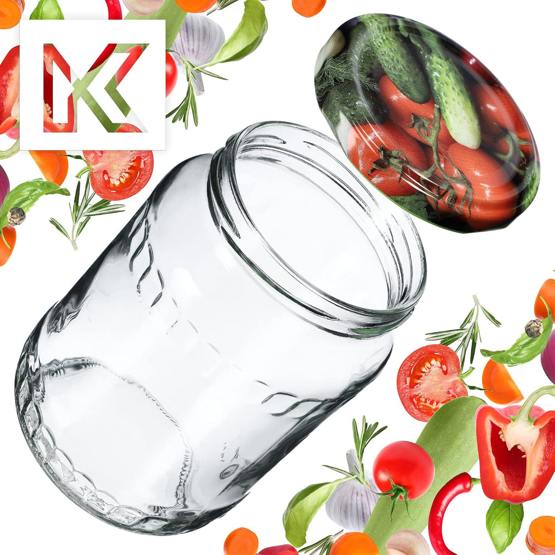 KADAX 16er Set Einmachgläser 720ml TO82 Gemüse, Grosse Sturzgläser mit Schraubdeckel, Einkochgläser