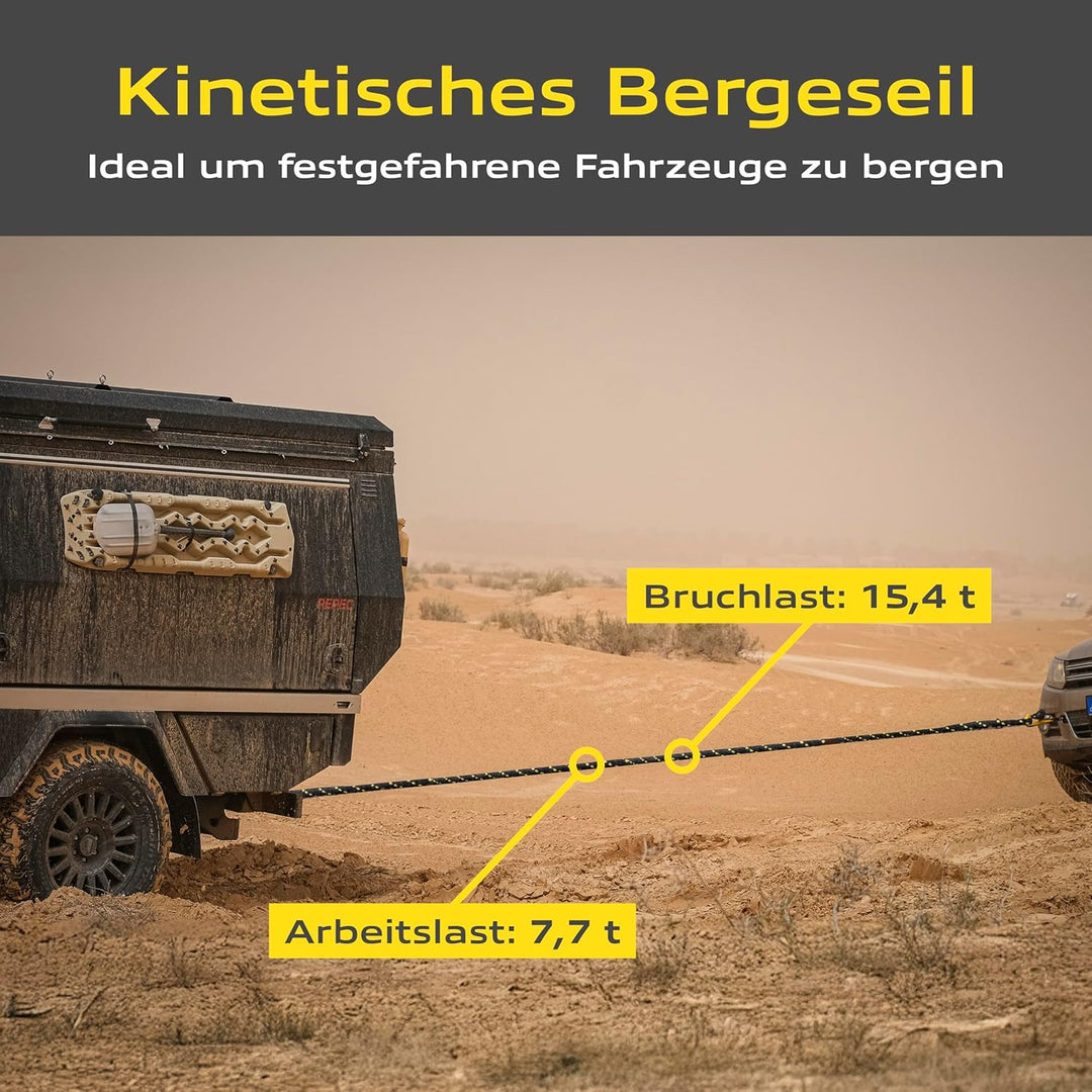 horntools Bergeseil kinetisch 24mm x 6,5m 12,7to schwarz