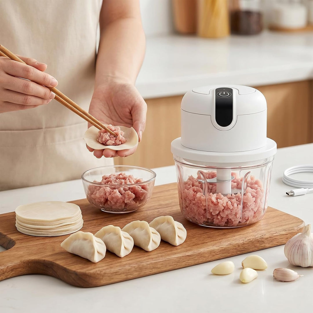 Elektrischer Küchenhacker, Mini Zwiebel Zerkleinerer Elektrisch, Zwiebelschneider Elektrisch 350ml,