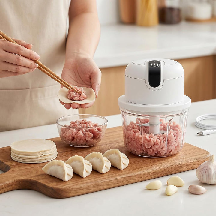 Elektrischer Küchenhacker, Mini Zwiebel Zerkleinerer Elektrisch, Zwiebelschneider Elektrisch 350ml,