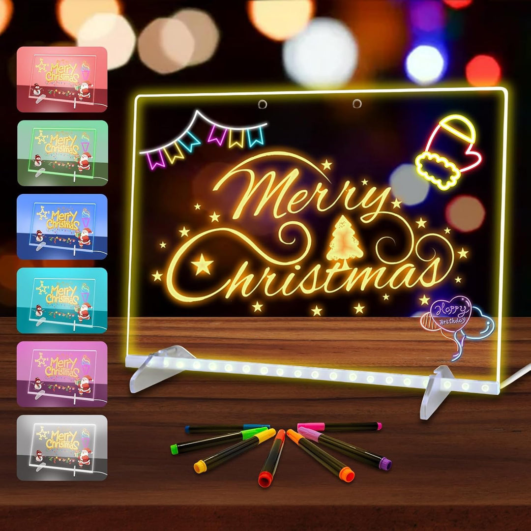 Led Zeichenbrett, Whiteboard, 35x25cm Leuchtendes Zeichenbrett mit 7 Farben &amp; Ein/Aus-Schalter, LED