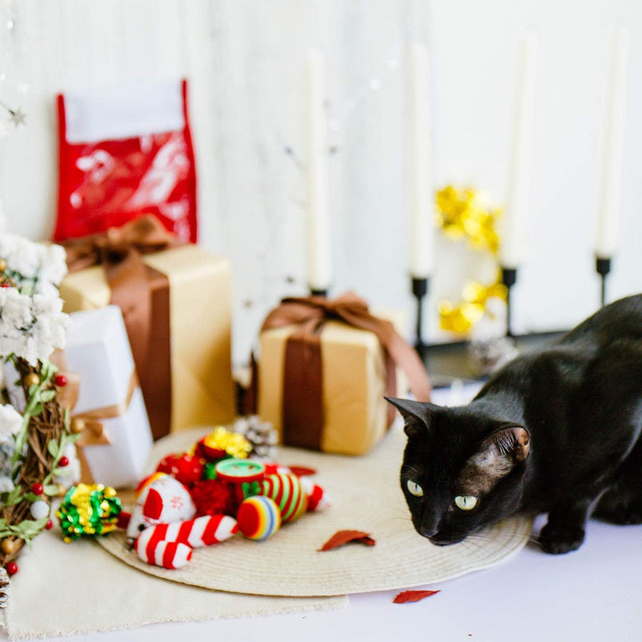 Weihnachtsstrumpf, Katzenspielzeug, gefüllt, 12 Packungen