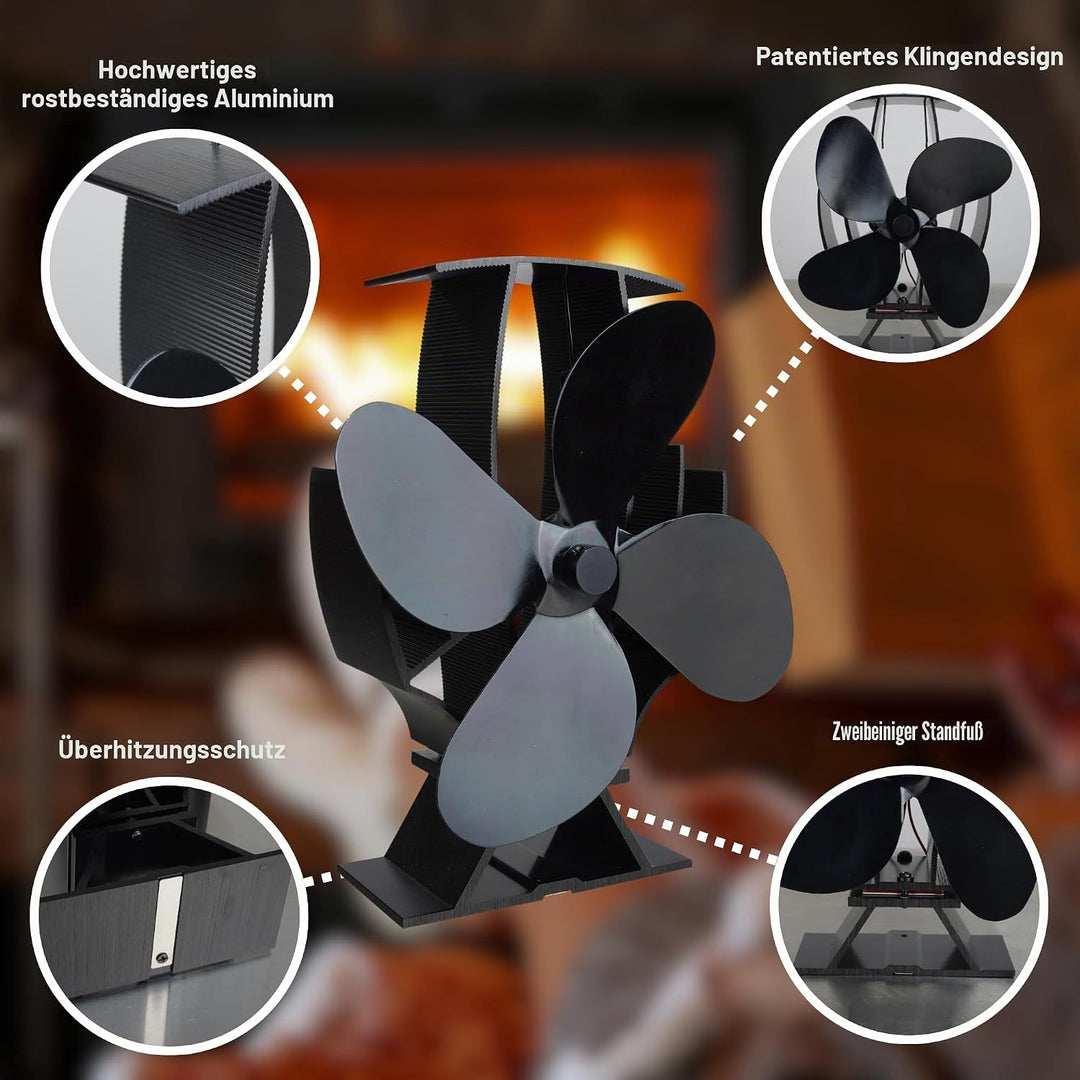 Forest Master - SuperFast Air Halbbeheizter Ofenventilator mit Dufthalter - Für Holzbrenner und Holz