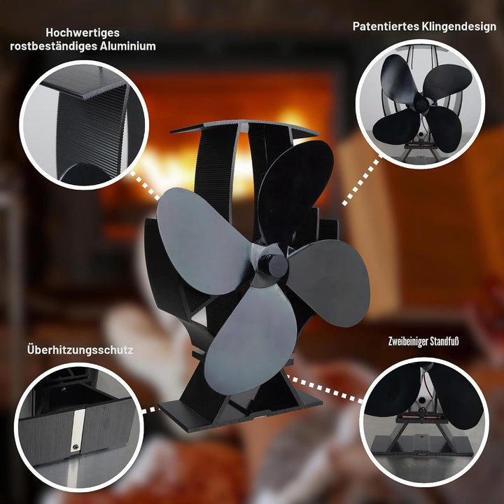 Forest Master - SuperFast Air Halbbeheizter Ofenventilator mit Dufthalter - Für Holzbrenner und Holz