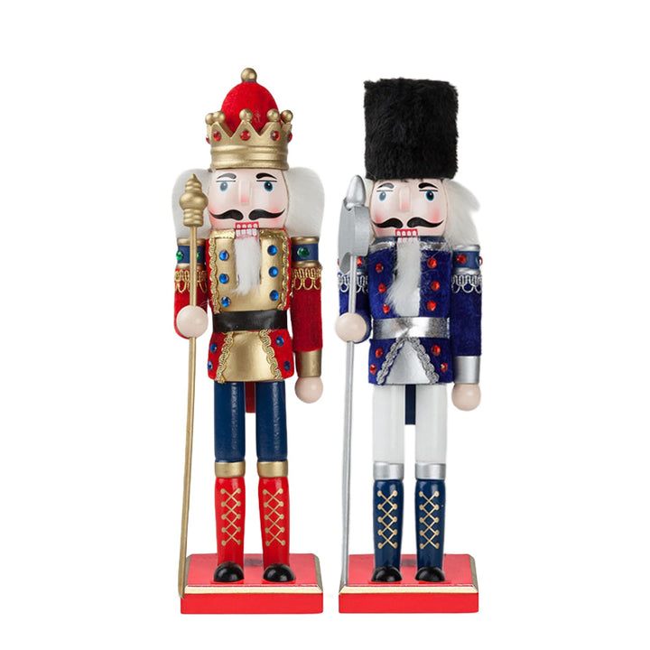 30cm Rot Blau Weihnachten Nussknacker Figur,2 Stück Holz Nussknacker Soldat Grosse Traditionelle Wei