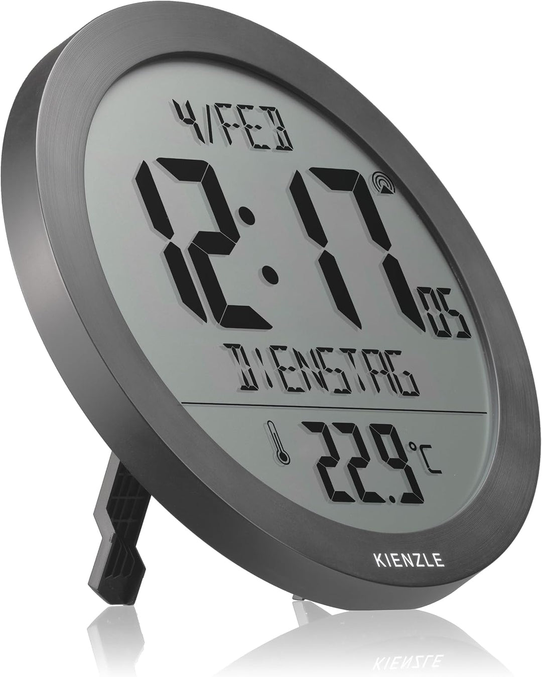 Kienzle DCF Funkwanduhr 18,7 cm mit Innentemperatur anthrazit