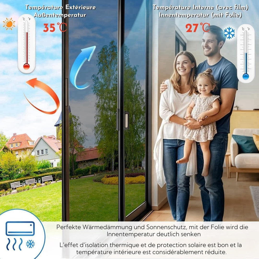 Sonnenschutzfolie Fenster Spiegelfolie Hitzeschutzfolie 60x200 cm | Fensterfolie von innen durchsich