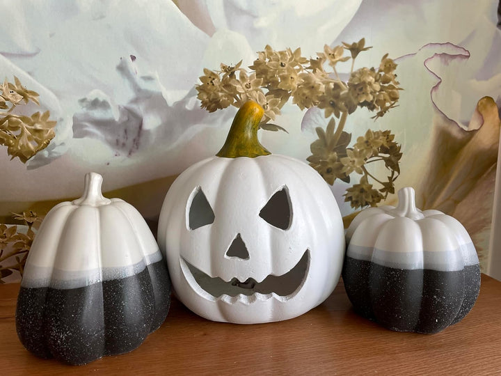 khevga Halloween Deko Kürbis Herbstdeko Windlicht Deko-Kürbis LED Beleuchtet (mit LED weiss), Mit Le