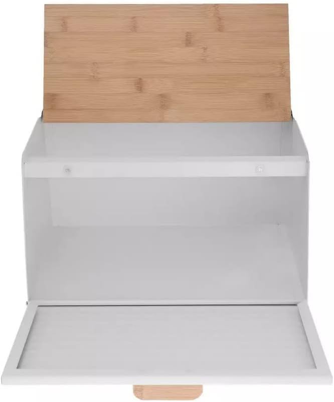 Brotkästen mit Deckel,Brotaufbewahrungsbox, Schneidebrett aus Bambus, Brotkasten aus Metall, Brot un