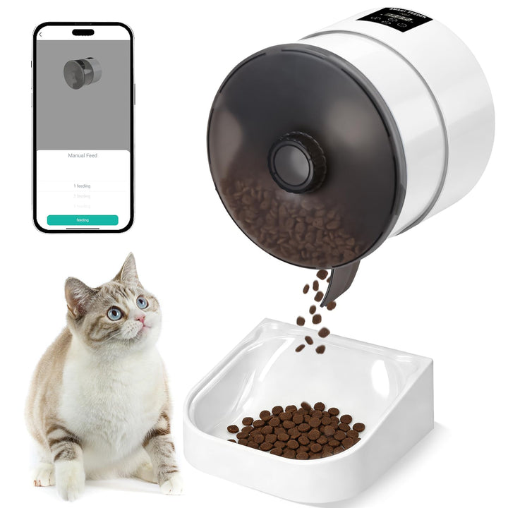 Futterautomat Katze 3.5L,Automatischer Futterspender mit 2.4G WiFi Timer für Trockenfutter,1-6 Mahlz
