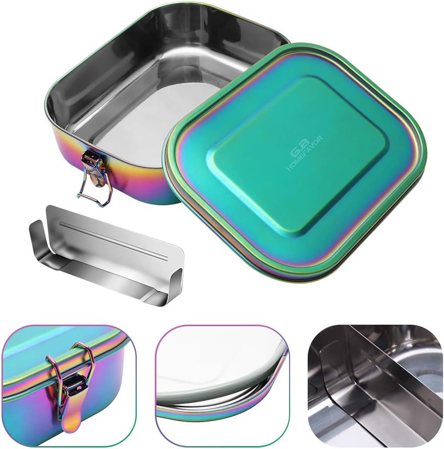 G.a HOMEFAVOR Edelstahl Brotdose Bento Box Auslaufsicher Metall Lunchbox 1400ml mit Herausnehmbarer