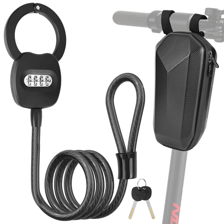 E Scooter Schloss mit Zahlencode, Schloss für E Scooter mit 4L Tasche, 150CM Handschellenschloss mit