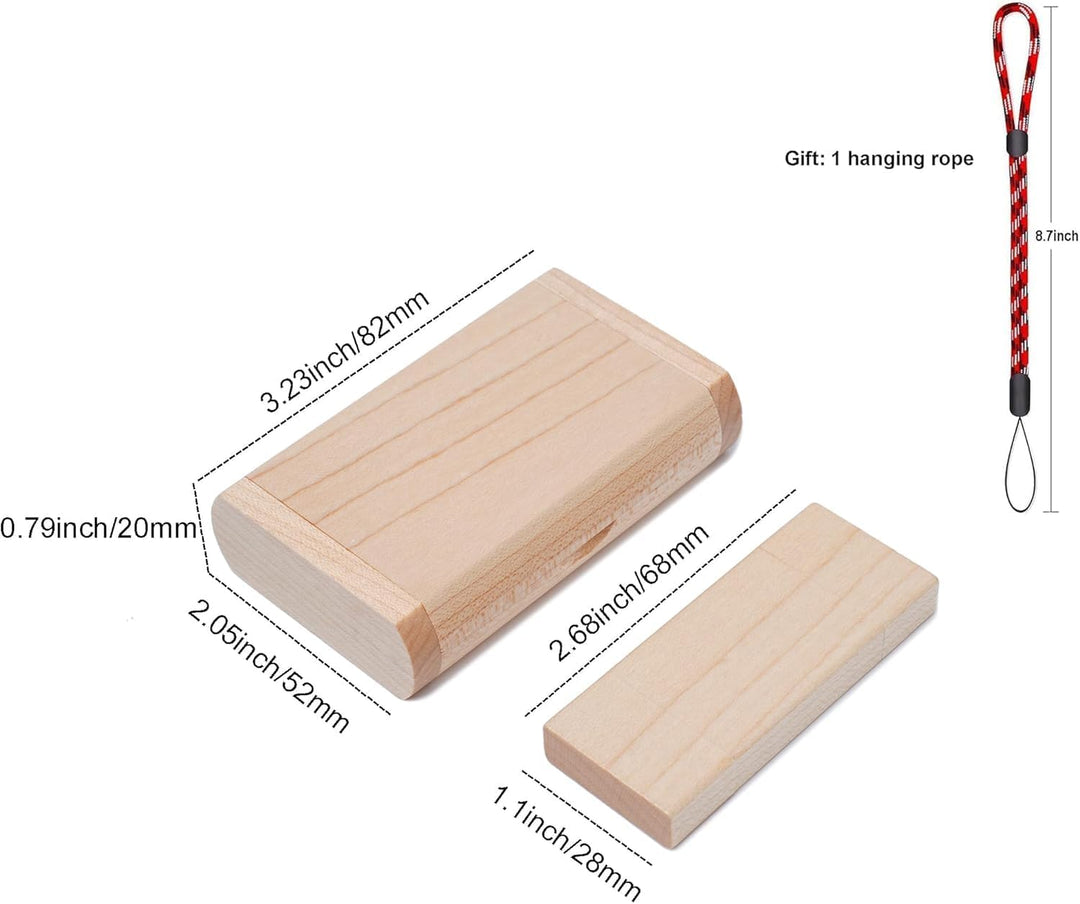 Maple Wood Box USB C Flash Drive 64GB 1 Stück, OTG USB C Pen Drive, USB 2.0 und USB C Flash Drive, T