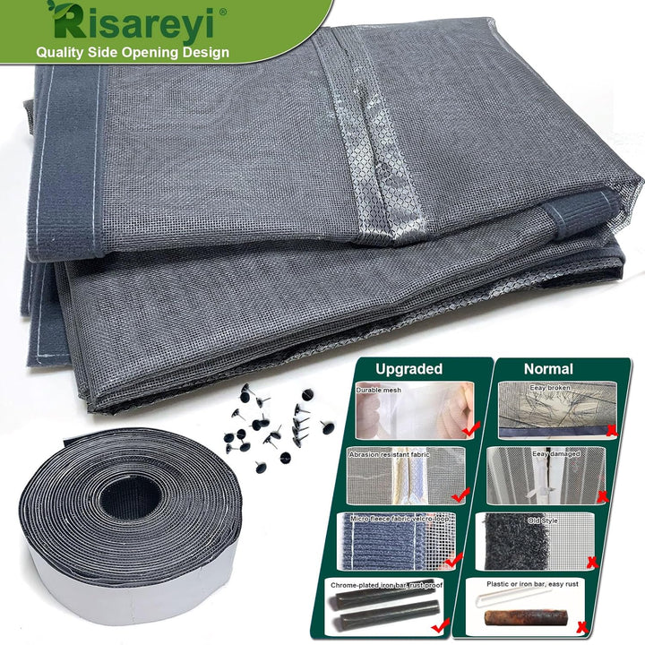 Risareyi Seitliche Öffnung Magnet Fliegengitter Balkontür 140x195cm, Grau