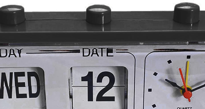 Manueller Sprungkalender Wecker, Stille Retro -Desktop -Uhr mit Datum und Tag, Plastikstudienraum Ti
