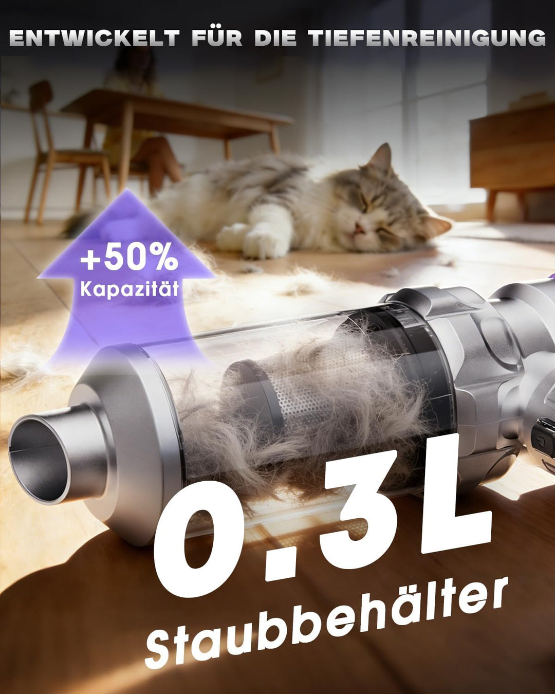 Handstaubsauger, 28000Pa Autostaubsauger Kabellos Grosser Staubbehälter mit 1-Knopf-Selbstentleerung
