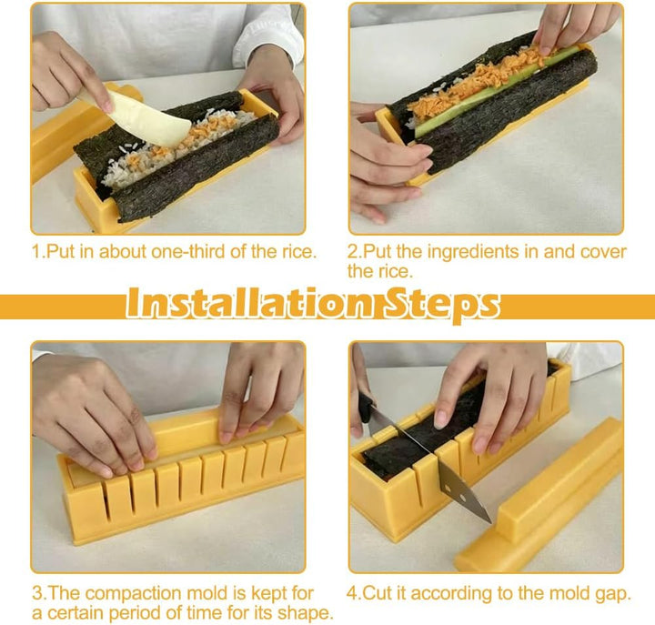 Sushi Maker, Gelb DIY Sushi Form, Anfänger Sushimaker zum Selber Machen,Einfache Version Quadrat Sus