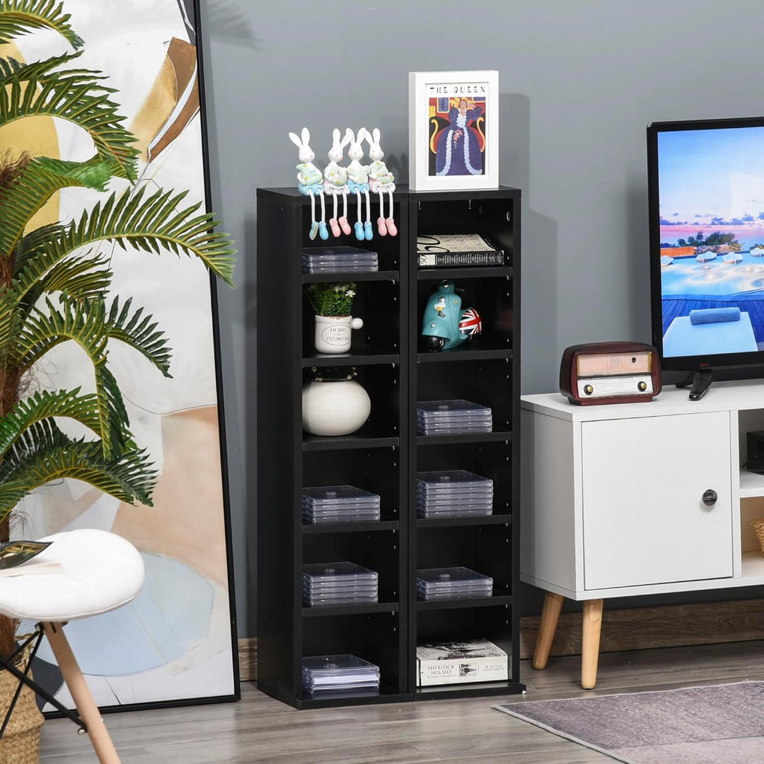 HOMCOM 2er-Set Regale Säulenschrank CD-DVD-Aufbewahrung 6 + 6 Fächer 21 x 22,5 x 88,5 cm max. Kapazi