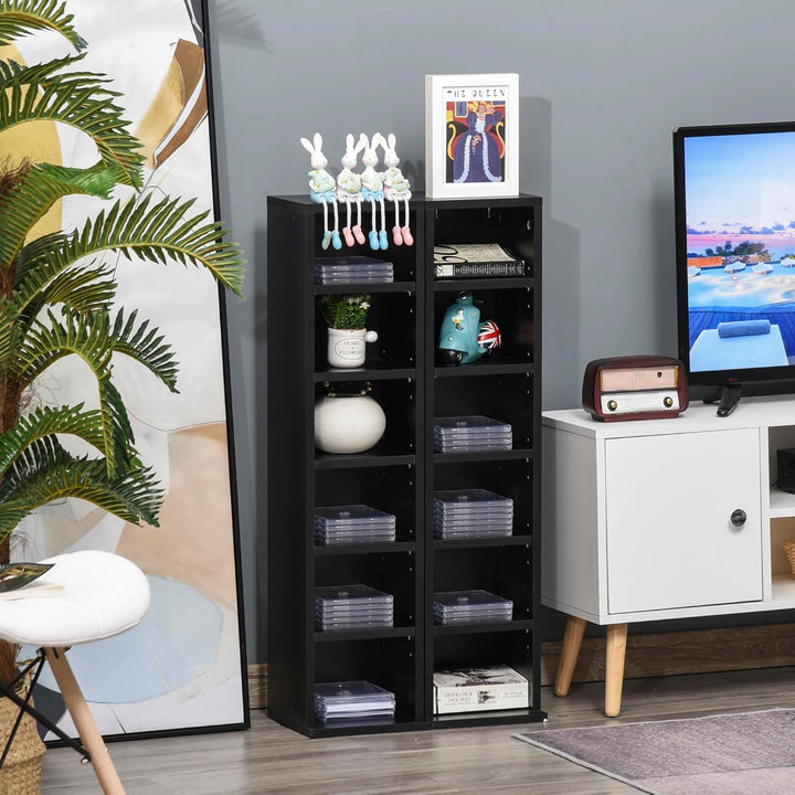 HOMCOM 2er-Set Regale Säulenschrank CD-DVD-Aufbewahrung 6 + 6 Fächer 21 x 22,5 x 88,5 cm max. Kapazi