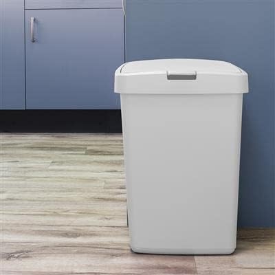 Sunware Delta Klappdeckeleimer - mit Haltering für Müllsack - 50 Liter - 39,7 x 34,5 x 60 cm - weiss