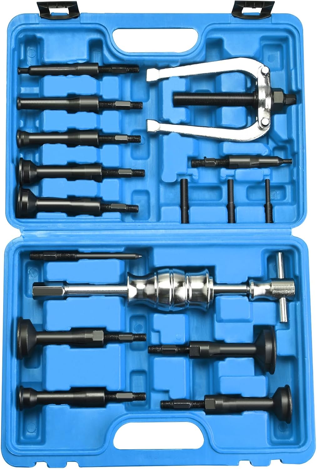 FreeTec 16tlg Innenlager Abzieher Set, 8-58mm Innenabzieher Lager, Grundloch Lagerabzieher Innenlage