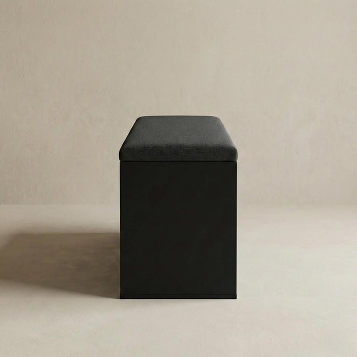 BOXIMO TRIA Schuhschrank mit Sitzbank, MDF und Polyester, 80 x 43 x 30 cm (Schwarz), Schwarz