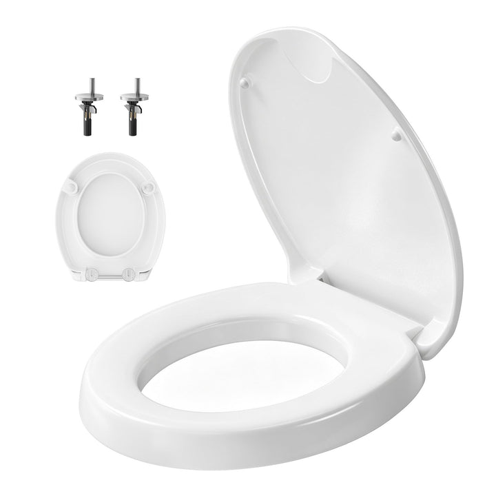 WOLTU Toilettensitzerhöhung, Toilettendeckel Erhöhung 5cm, WC Sitz mit Absenkautomatik O-Form, aus D