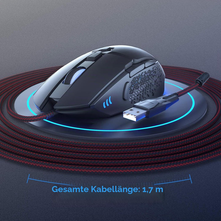 Gaming Maus Kabel Ergonomisch USB Laptop PC Gamer Maus 7200 DPI Optischer Sensor 8 Programmierbar Ta
