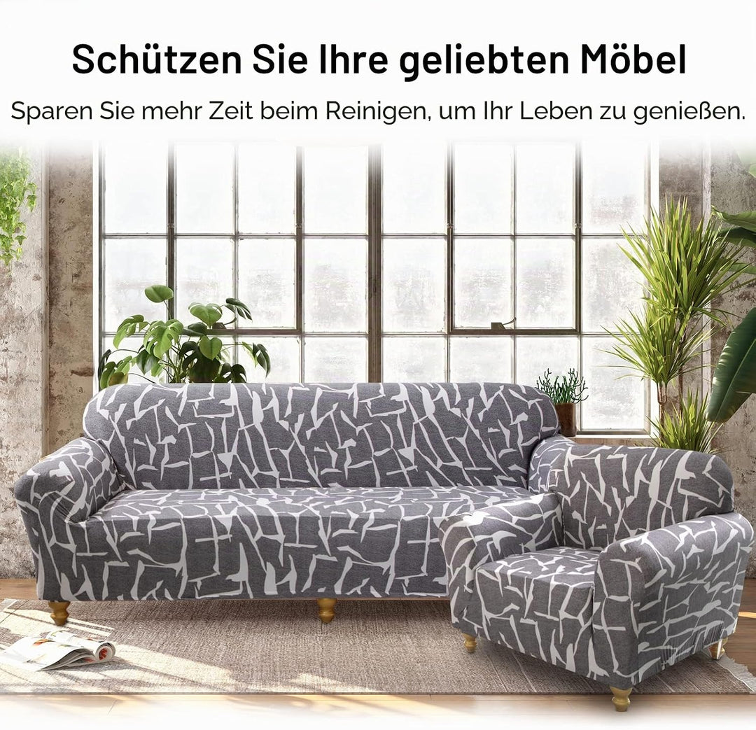 Jaotto Sofabezug 2 Sitzer Elastischer Stretch Spandex Sofa Überwürfe Sofahusse Antirutsch Waschbar S