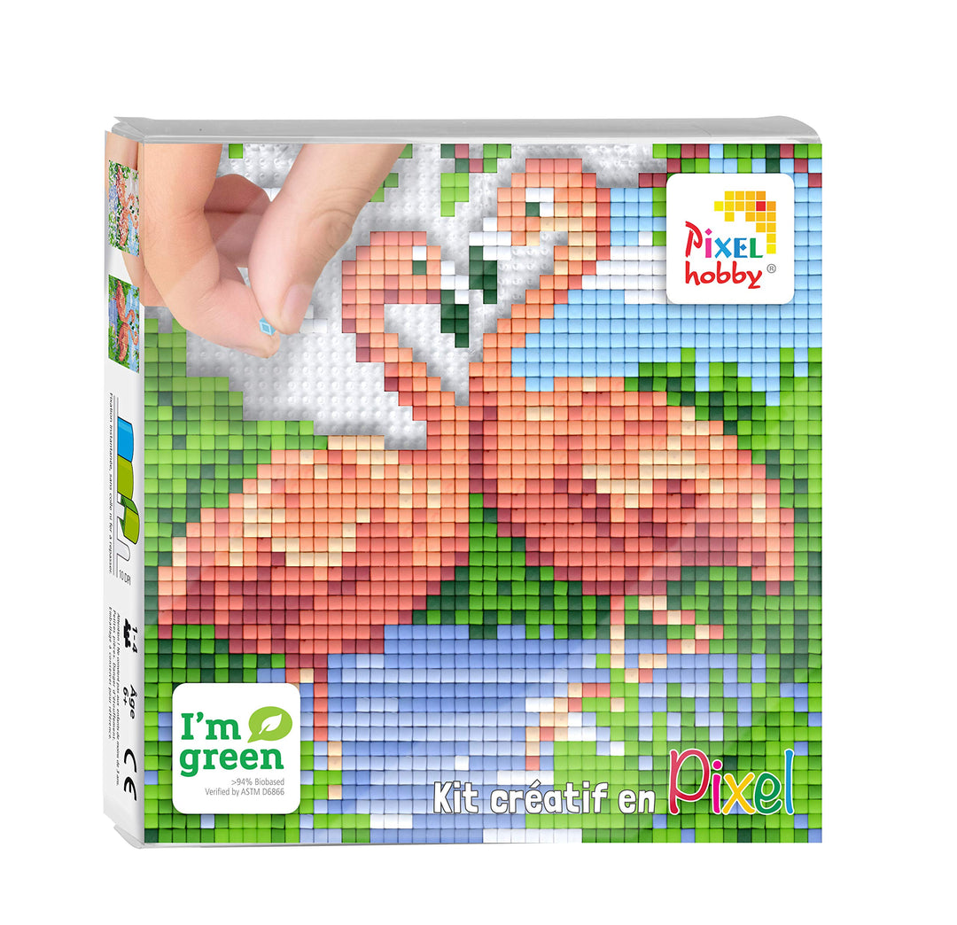 Pixelbild zum Basteln, 12 x 12 cm, Flamingo