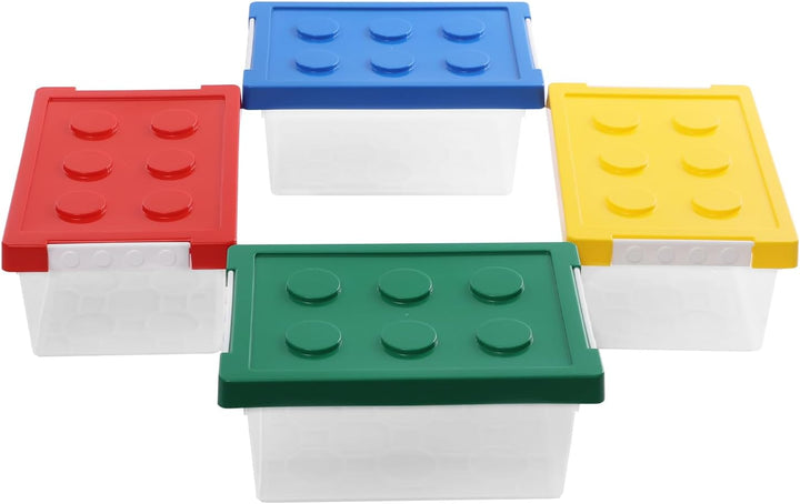 4er-Set Stapelbar Aufbewahrungsboxen mit Deckel I Transparente Lego Sortierbox aus PP I Spielzeugkis